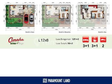For Sale Lebar 12 M Rumah 3 Lantai Boulevard @Omaha Village Gs