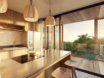 Penthouse 1 recamara con paseo de arte, area comercial estilo Boho, areas verdes