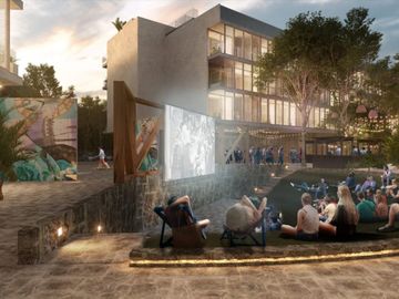 Penthouse 1 recamara con paseo de arte, area comercial estilo Boho, areas verdes