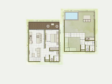 Penthouse 1 recamara con paseo de arte, area comercial estilo Boho, areas verdes