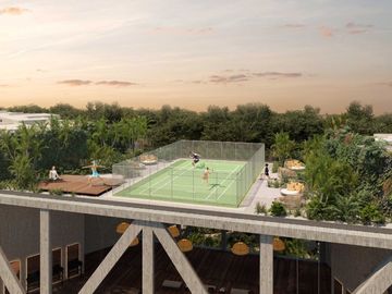 Penthouse 1 recamara con paseo de arte, area comercial estilo Boho, areas verdes