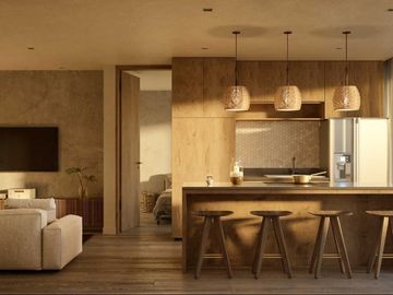 Penthouse 1 recamara con paseo de arte, area comercial estilo Boho, areas verdes