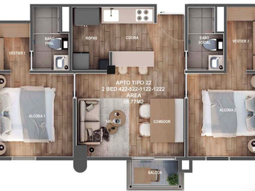 apartamento en arriendo en ciudad salitre nor-oriental-teusaquillo. Cod A1127006