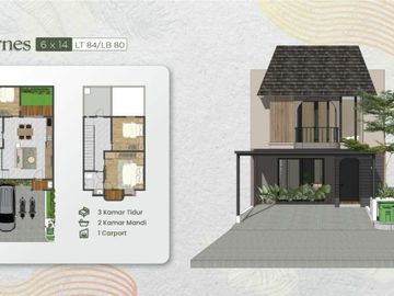 Rumah Tropical Desain Surabaya Timur Include Semua Biaya Harga 1.2 M