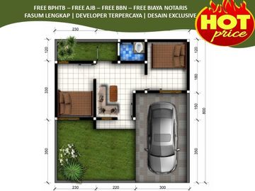 Posisi Hook Rumah Dekat Kampus Free Biaya2 2KT Tipe 25/107