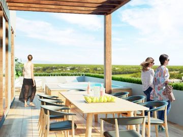 Departamento con campo de golf en Yucatan Country Club.