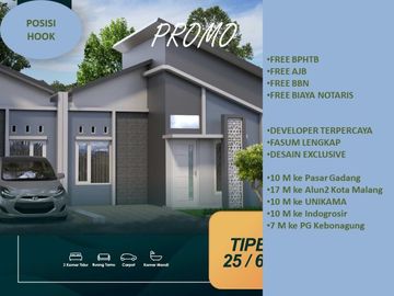 Posisi Hook Rumah Free Biaya Bebas Banjir 2KT Tipe 25/107