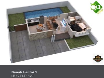 Villa Murah 2 Kavling dijadikan 1