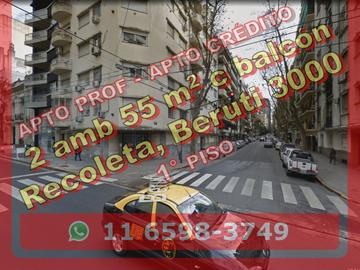 OPORTUNIDAD - Departamento en Venta en Recoleta 2 ambientes 55 m2 c balcón, al frente – Beruti 3000