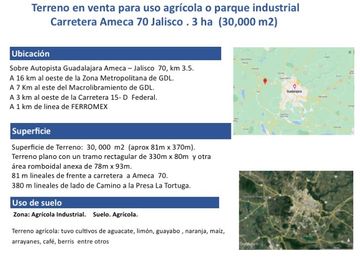 Venta de Excelente terreno desviación Ameca 3 hectareas