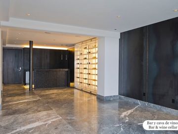 Condominio de lujo con terraza, doble altura, dos plantas, bodega, obra de arte,