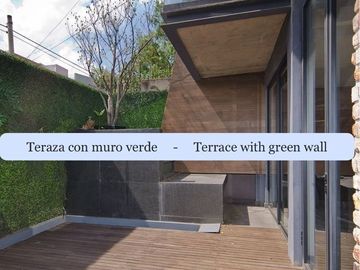 Condominio de lujo con terraza, doble altura, dos plantas, bodega, obra de arte,