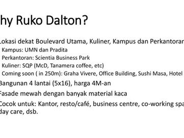 Dalton - Ruko Strategis Investasi Terbaik di Pusat Gading Serpong