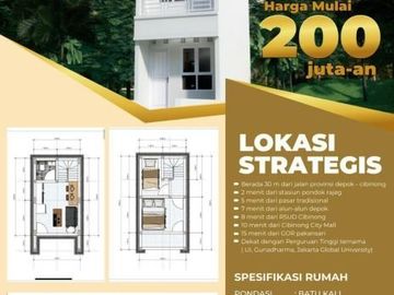 RUMAH 2 LANTAI dengan Luas Bangunan mulai 33 m², dengan Luas Tanah mulai 30 m²