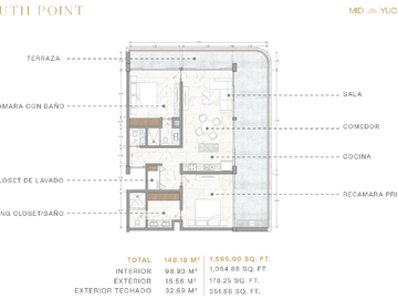 Departamento (South Point)  en Venta en Elevate en Temozón Norte