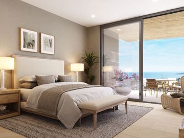 Departamento vista al mar, en residencial privado con club de playa y campo de g