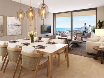 Departamento vista al mar, en residencial privado con club de playa y campo de g