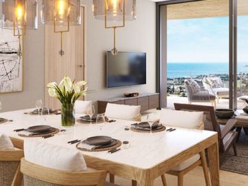 Departamento vista al mar, en residencial privado con club de playa y campo de g