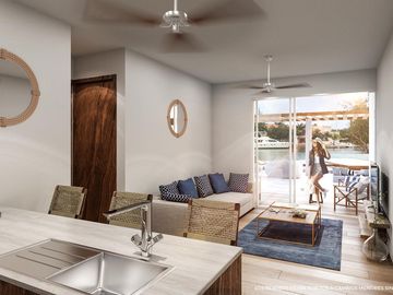 Departamento entrega inmediata con financiamiento en la marina de Puerto Aventuras (795)