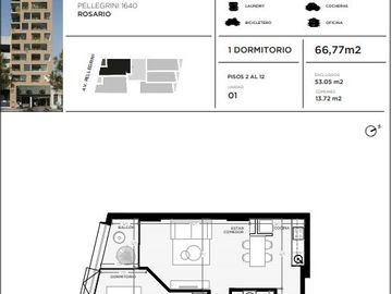 EN VENTA-Dpto 1 dorm. c/balcón-EMMA FUNDAR-Av Pellegrini al 1600-Rosario, Centro