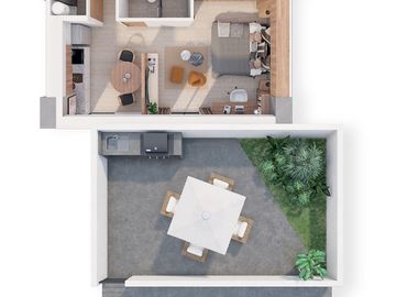 DEPARTAMENTO TIPO LOFT EN PLANTA BAJA CON PATIO CERCA DE LA UP.