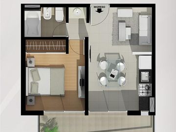 Departamento 1 dormitorio amplio - Arroyito, Rosario