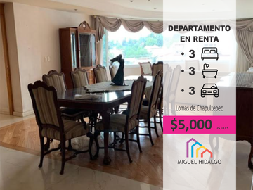 RENTA DE DEPARTAMENTO AMUEBLADO EN RECIDENCIAL LOMAS, MIGUEL HIDALGO