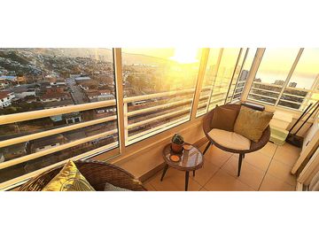 Soleado depto Placeres | Vista espectacular al mar | 3d,2b,2 terrazas, 1est y 1 bod.