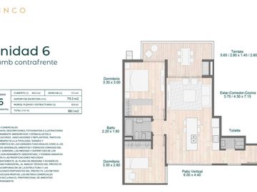 CINCO - Departamento 3 ambientes al contrafrente en venta - Belgrano