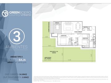 Departamento en  Green Boero con parrilla propia