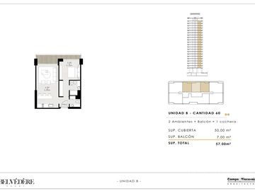Departamento de 2 ambientes con cochera en Belvedere Yacht Nordelta