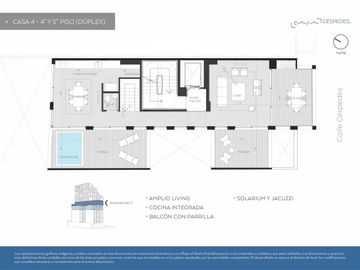Venta Departamento, Piso Completo, 4 Ambientes, Cochera y Balcón Terraza en Construcción, Colegiales