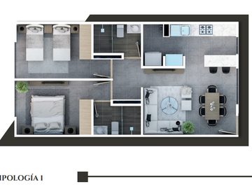 Departamento de 2 habitaciones, en Benito Juárez, CDMX.