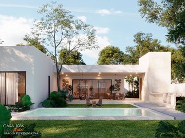 Casa en venta de 1 piso C-1036, en RESIDENCIAL DZIDZILHA, Mérida Yuc.