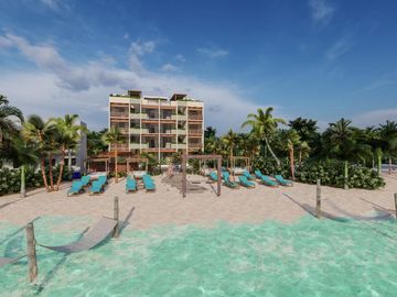 Departamento en venta en Mahahual de 1 recamara frente al mar