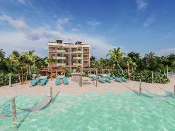 Departamento en venta en Mahahual de 1 recamara frente al mar