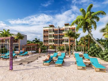 Departamento en venta en Mahahual de 1 recamara frente al mar
