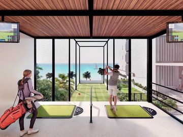 Departamento de 2 recámaras con vista al mar | pádel interior | golf range