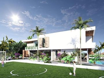 VILLA EN CANCUN COUNTRY CLUB CON CAMPO DE FUTBOL Y PALAPA PRIVADA(VLB)