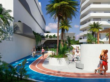 Departamento de 1 Recámara con terraza privada y vista impresionante de la Laguna Nichupté.