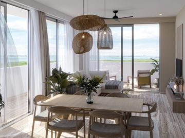 Departamento de 1 Recámara con terraza privada y vista impresionante de la Laguna Nichupté.