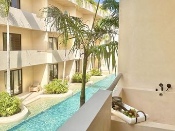DEPARTAMENTO EN VENTA EN TULUM, ALBERCA, AMUEBLADO Y EQUIPADO, GYM, PET FRIENDLY