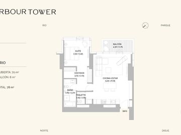 Harbour Tower - Puerto Madero - 2 ambientes - Piso Alto - Departamento en Venta