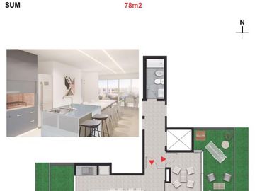 Departamento 2 dormitorios en centro en venta.