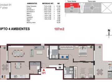 Departamento 2 dormitorios en centro en venta.