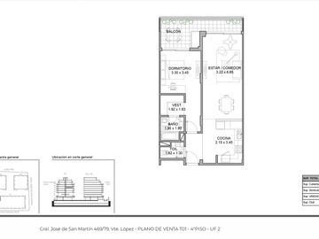 Departamento 2 Ambientes en Vicente López Río Amplia vista