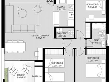 Venta departamento de 3 dormitorios en zona Centro