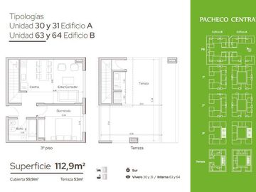 Departamento  en DUPLEX Venta 2 dormitorios  en Complejo Pacheco Central