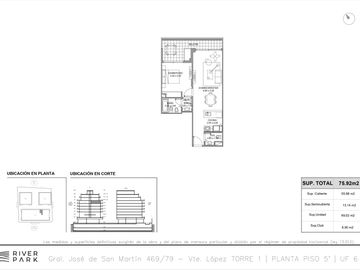 Departamento 2 Ambientes en Vicente López Río Amplia vista