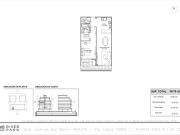 Departamento 2 Ambientes en Vicente López Río Amplia vista